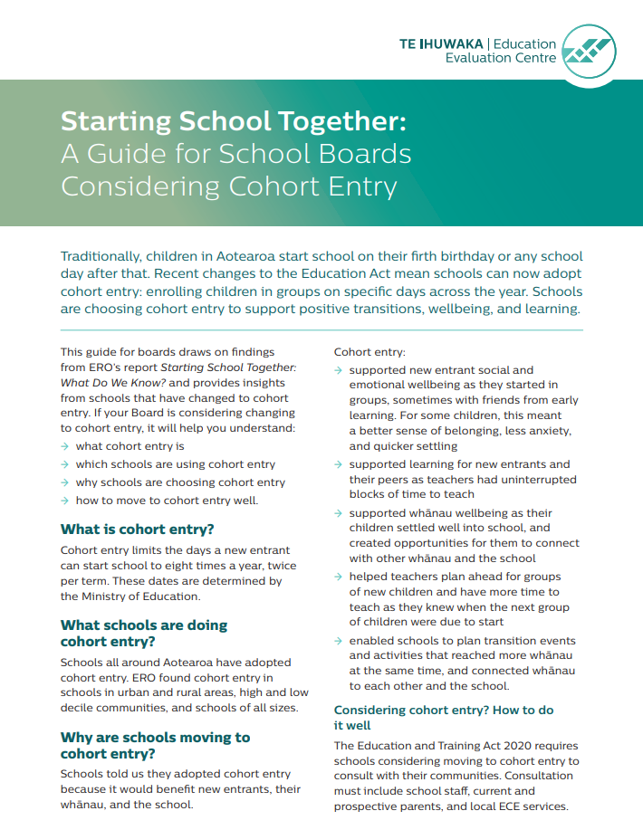 A Guide for School Boards Considering Cohort Entry