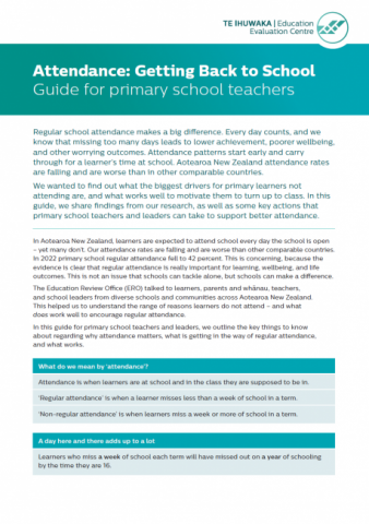 Attendance - Getting back to school: Guide for primary school teachers