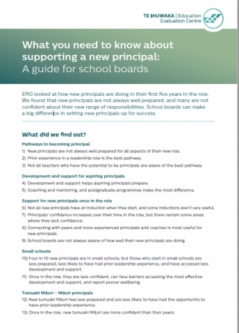 Preparing and supporting new principals - a guide for school boards