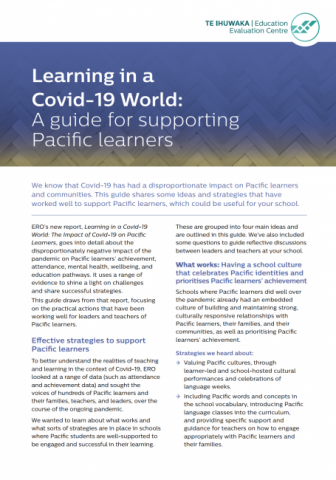 Learning in a Covid-19 World: A guide for supporting Pacific learners (May 2022)