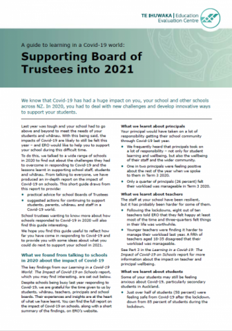 A guide to learning in a Covid-19 world - Supporting Board of Trustees  (January 2021)