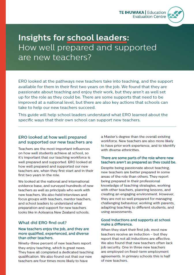 Insights for school leaders: How well prepared and supported are new teachers?