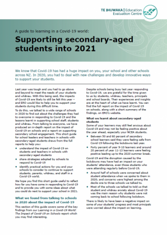 A guide to learning in a Covid-19 world - Supporting secondary-aged students (January 2021)