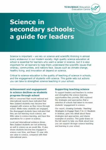 Science in secondary schools: a guide for leaders