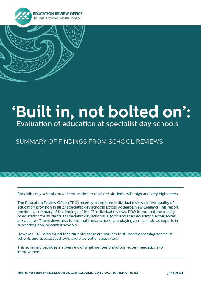 Built in, not bolted on - Evaluation of education at specialist day schools