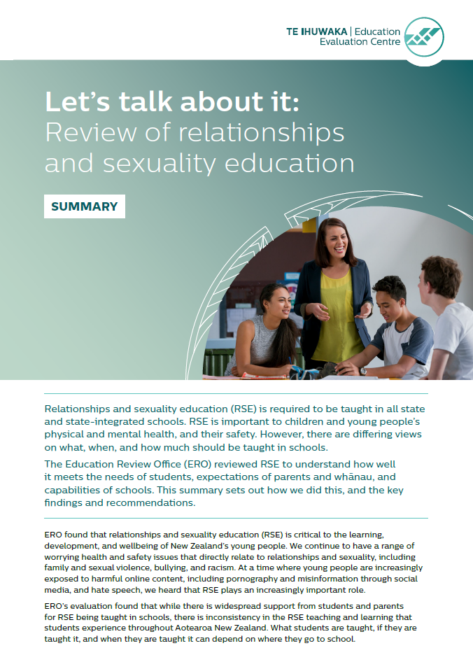 Let’s talk about it: Review of relationships and sexuality education - Summary 