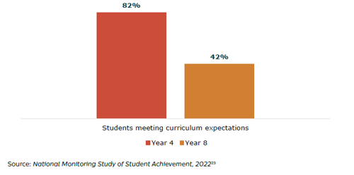Figure 4: Students meeting curriculum expectations in maths in 2022