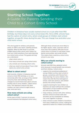 A Guide for Parents Sending their Child to a Cohort Entry School