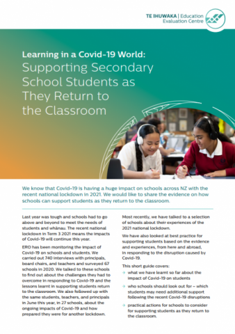 Supporting Secondary School Students as They Return to the Classroom (September 2021)