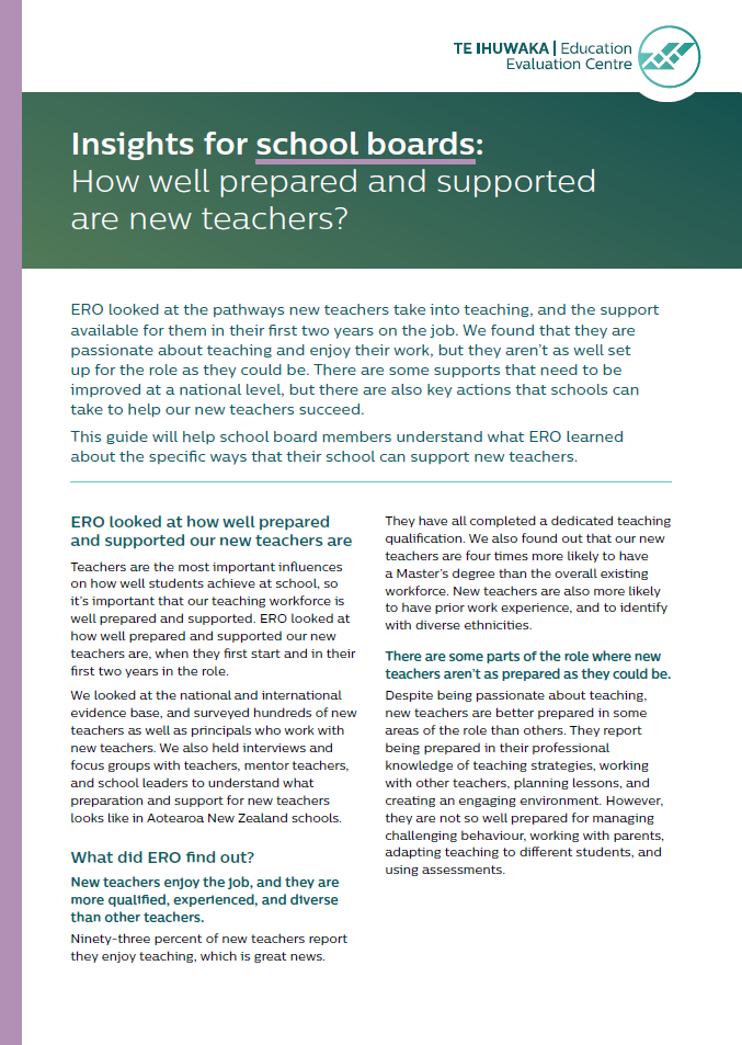 Insights for school boards: How well prepared and supported are new teachers?