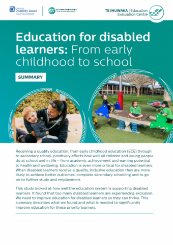 Education for Disabled Learners: From Early Childhood to School - summary
