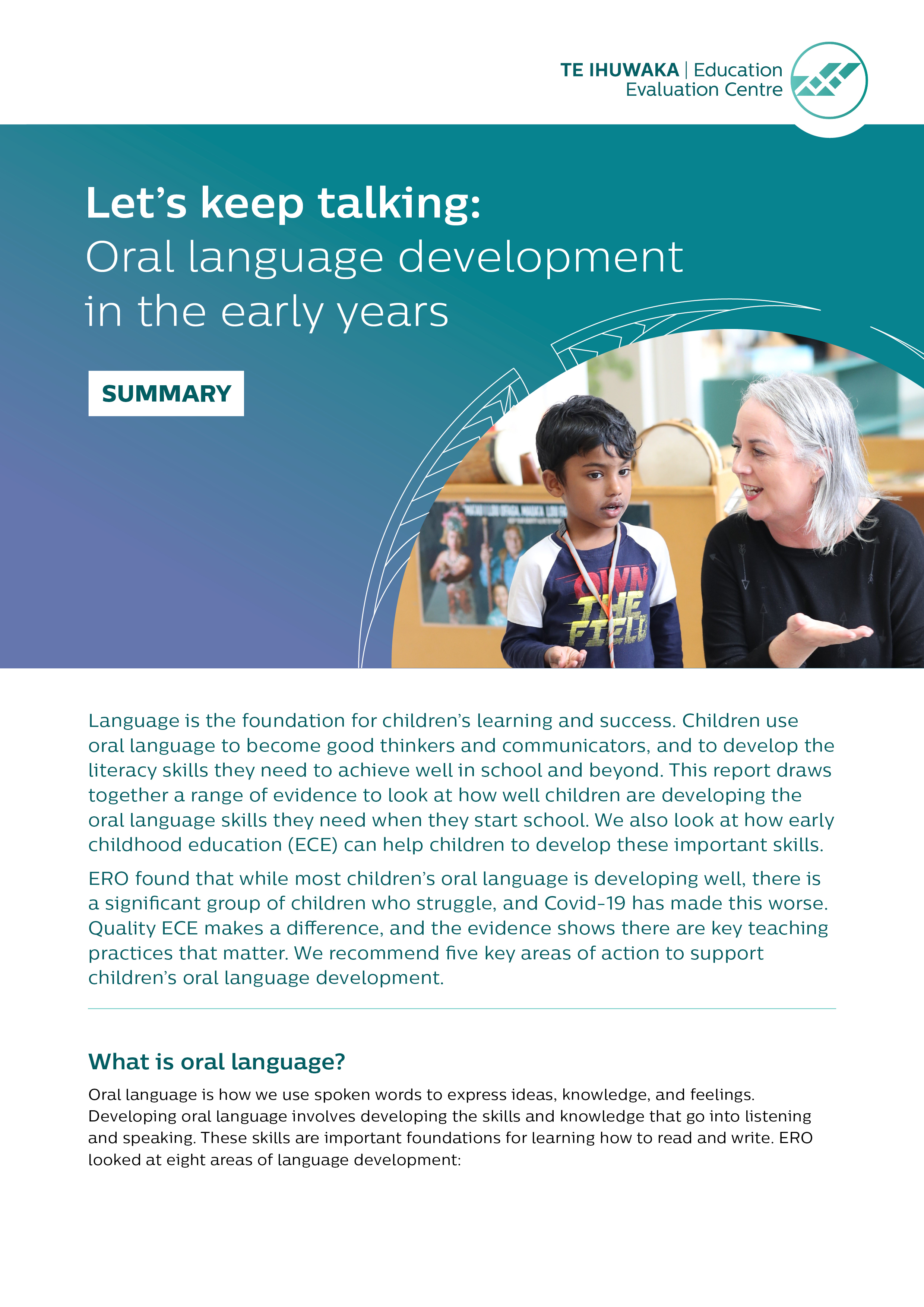 Let’s keep talking: Oral language development in the early years - Summary 