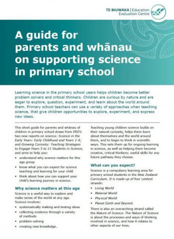 A guide for parents and whānau on supporting science in primary school