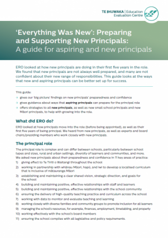 Preparing and supporting new principals - a guide for aspiring and new principals