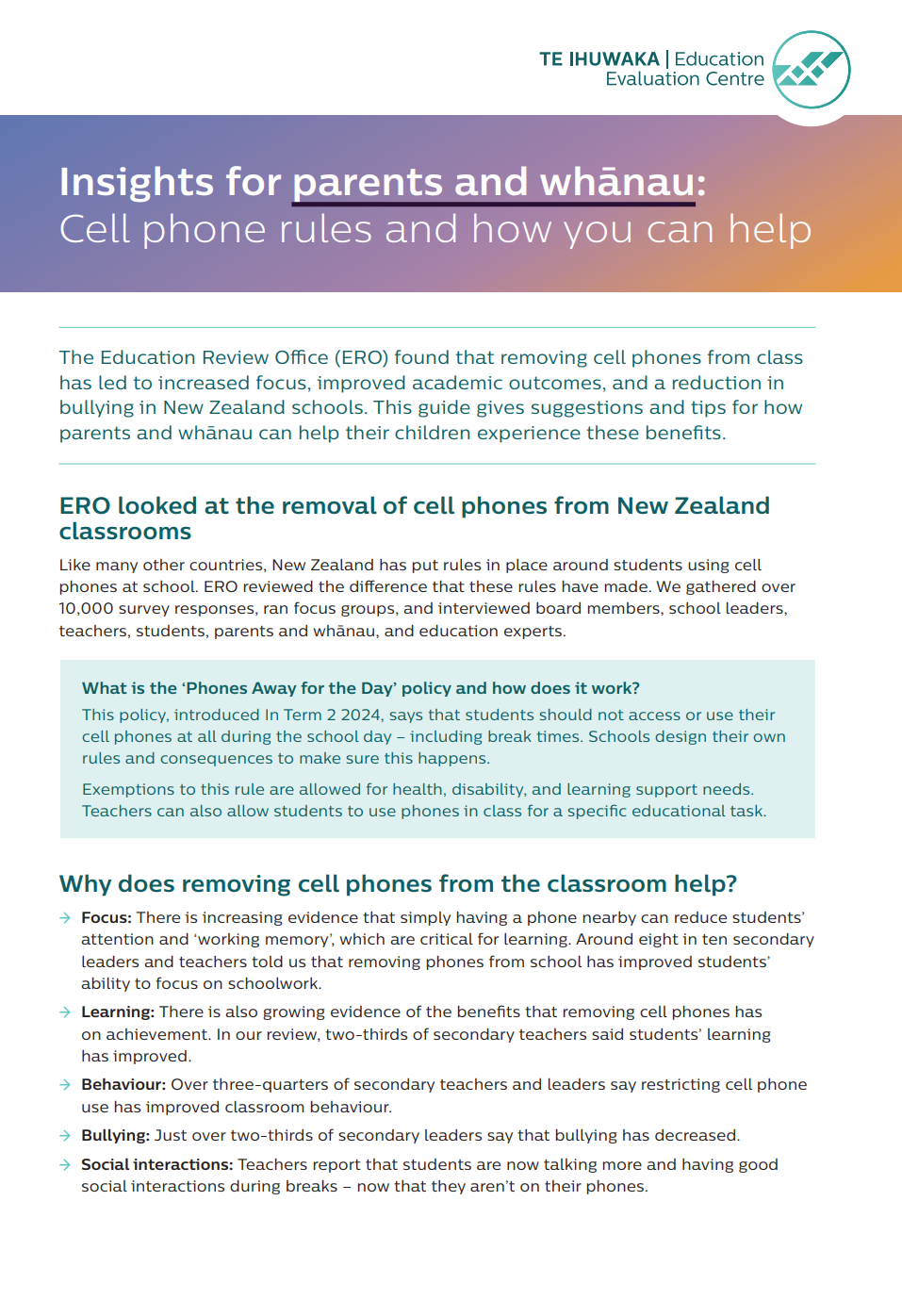 Insights For Parents And Whānau COVER