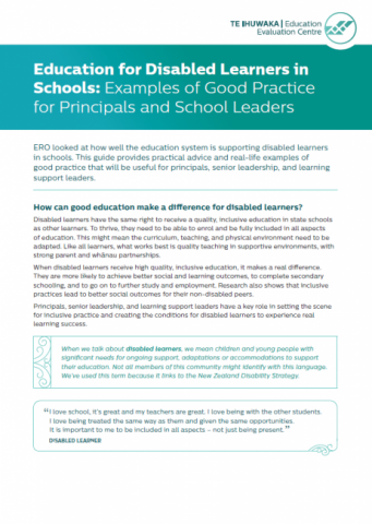 Education for Disabled Learners in Schools: Examples of Good Practice for Principals and School Leaders - Guide