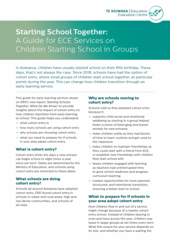 A Guide for ECE Services on Children Starting School in Groups