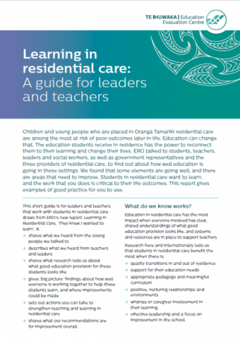 Learning in residential care: A guide for leaders and teachers
