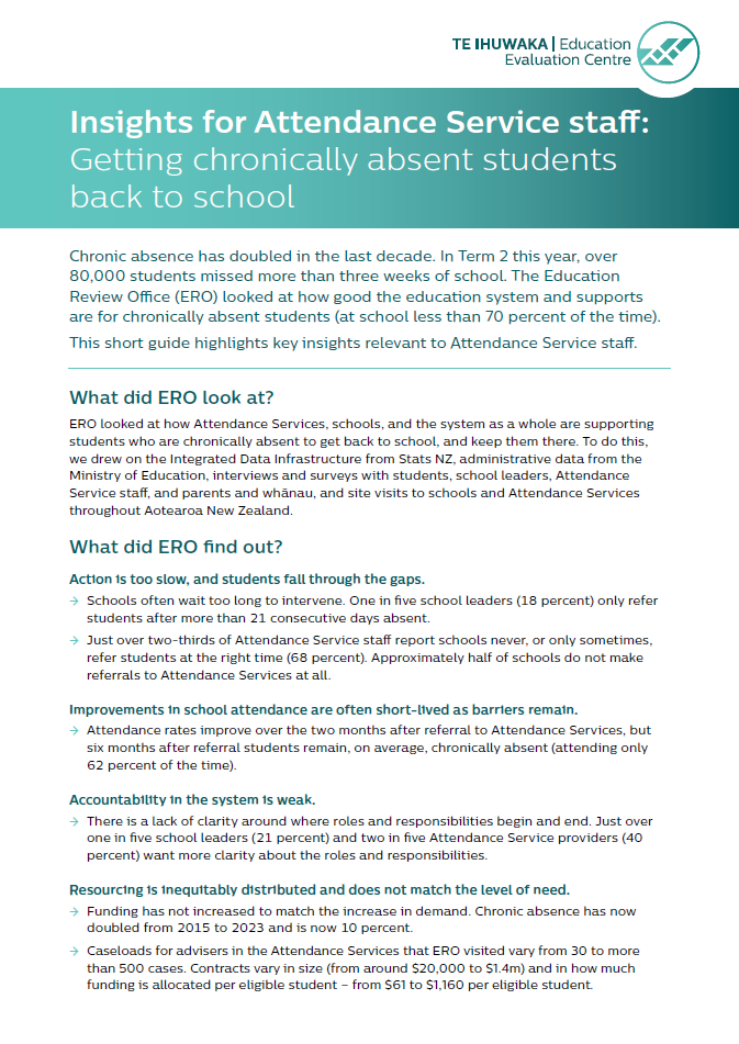 Insights for Attendance Service staff: Getting chronically absent students back to school