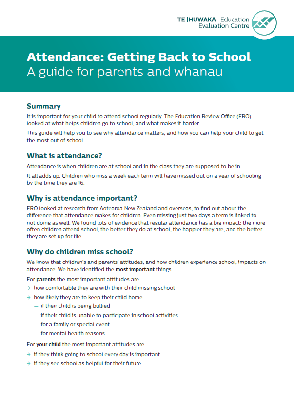 Attendance Getting Back To School A Guide For Parents And Whānau