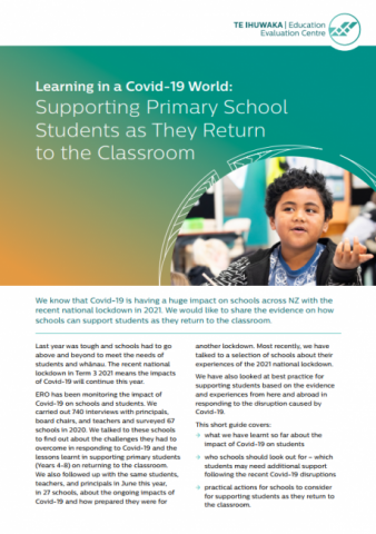 Supporting Primary School Students as They Return to the Classroom (September 2021)